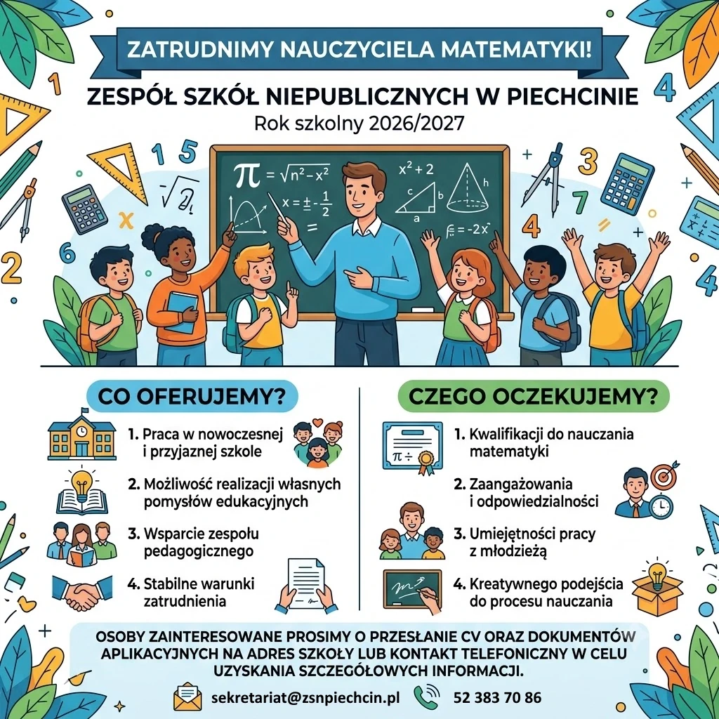 Zatrudnimy nauczyciela matematyki